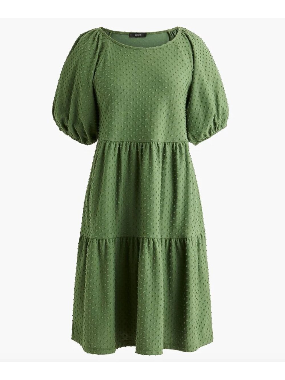 J Crew Factory Clip-Dot Dress in Green Short Sleeve Midi Size S